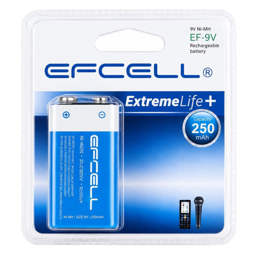 EF-9V 250mAh 9 Volt Ni-MH Şarj Edilebilir Pil