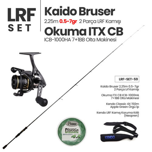 Bruser 2.25m 0.5-7gr LRF Kamışı + Okuma ITX CB ICB-1000HA Olta Makinesi + LRF Set 59