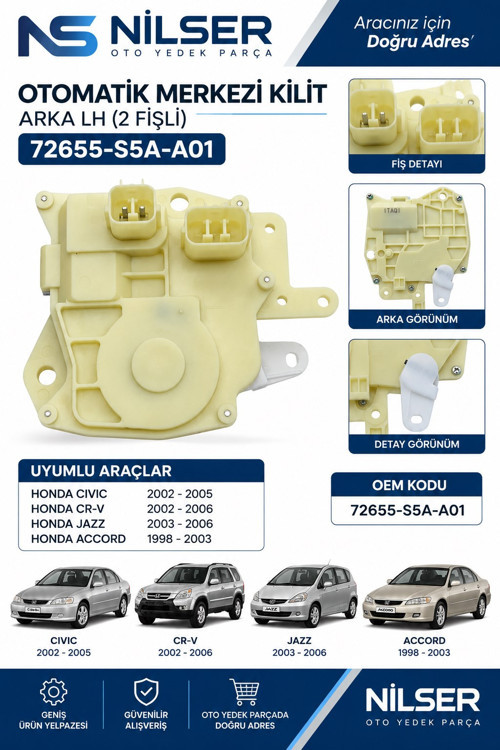 Honda Civic Sol Arka Kapı Merkezi Kilit Motoru 2001-2005