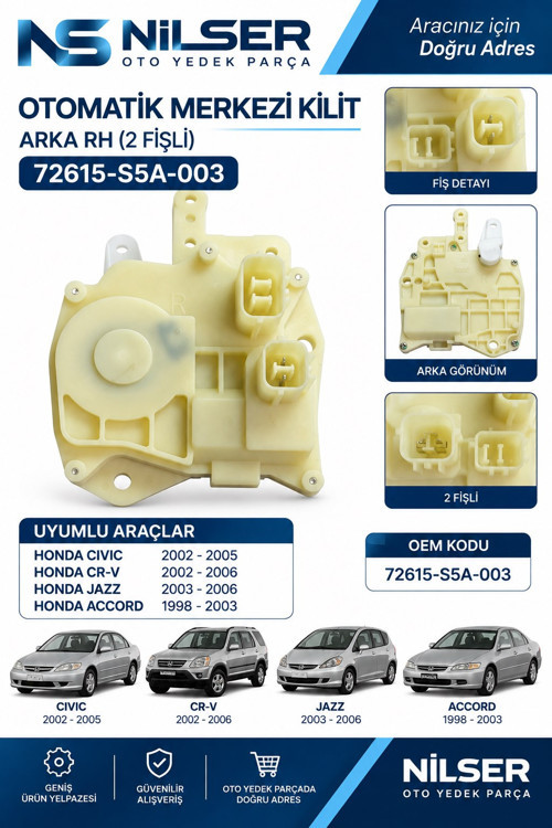 Honda Civic Sağ Arka Kapı Merkezi Kilit Motoru 2001-2005