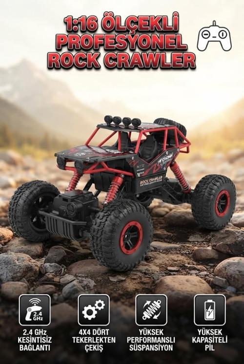 Rock Crawler 1:16 Ölçek 4x4 Uzaktan Kumandalı Buggy Jeep 27 MHz Kumanda Kontrollü Oyuncak Jeep