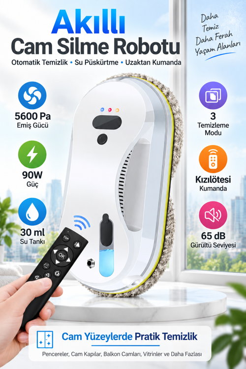 W15S Akıllı Vakumlu Yüksek Kat Cam Temizleme Robotu