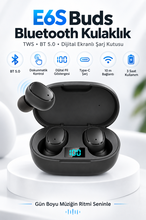 E6S Buds Kablosuz Kulakiçi Taşınabilir Bluetooth Kulaklık