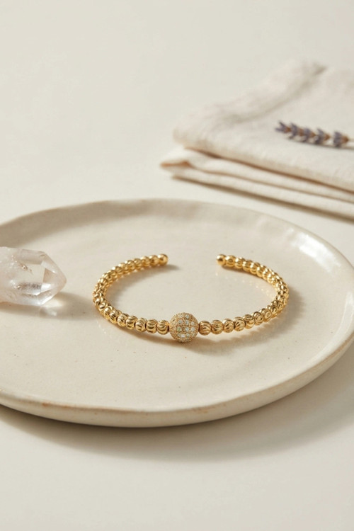Gold Renk Dorika Model Zirkon Taşlı Kadın Bileklik