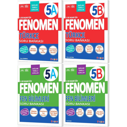 Fenomen Okul 2027 5. Sınıf Türkçe + Fen Bilimleri A + B Serisi Soru Bankası Seti 4 Kitap Maarif Model