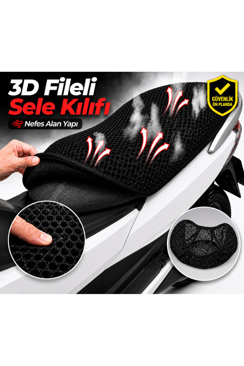 Mondial 110i Fury 1 Motosiklet Sele Kılıfı 3D Fileli Sele Kılıfı Nefes Alan Sele Koruma