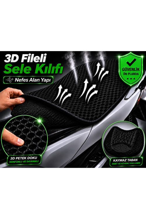 Falcon Mocco 125 Motosiklet Sele Kılıfı 3D Fileli Sele Kılıfı Nefes Alan Sele Koruma