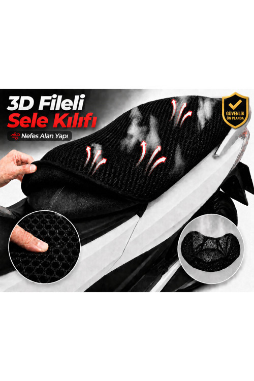 Arora Dazzle Pro 50 Motosiklet Sele Kılıfı 3D Fileli Sele Kılıfı Nefes Alan Sele Koruma