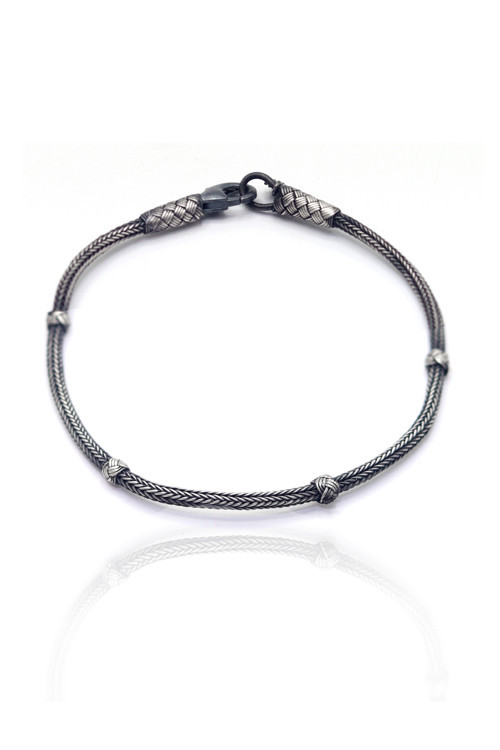 1000 Ayar Kazaziye Gümüş Oksitli Bileklik (Unisex) 201025696