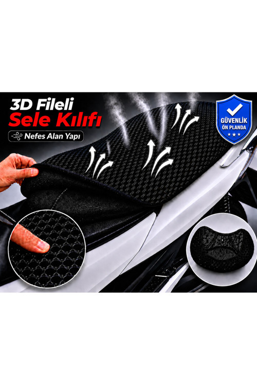 RKS Grace 202 Pro 1 Motosiklet Sele Kılıfı 3D Fileli Sele Kılıfı Nefes Alan Sele Koruma