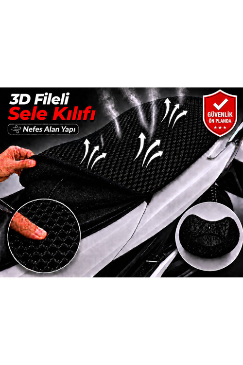 Kymco Downtown 250i Motosiklet Sele Kılıfı 3D Fileli Sele Kılıfı Nefes Alan Sele Koruma