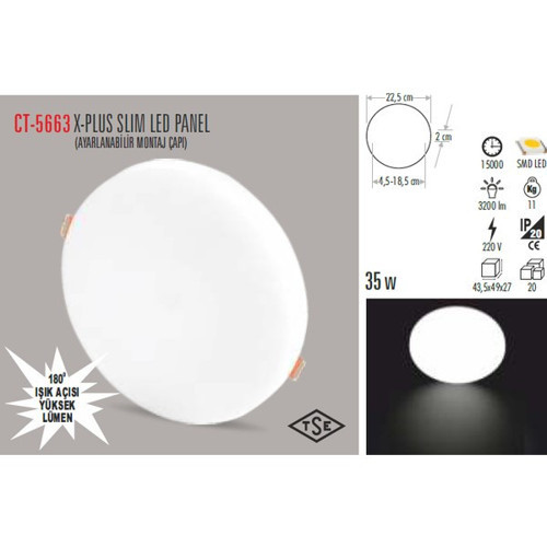 CT-5663 30W/6400K X-Plus Slım LED Panel(Beyaz)
