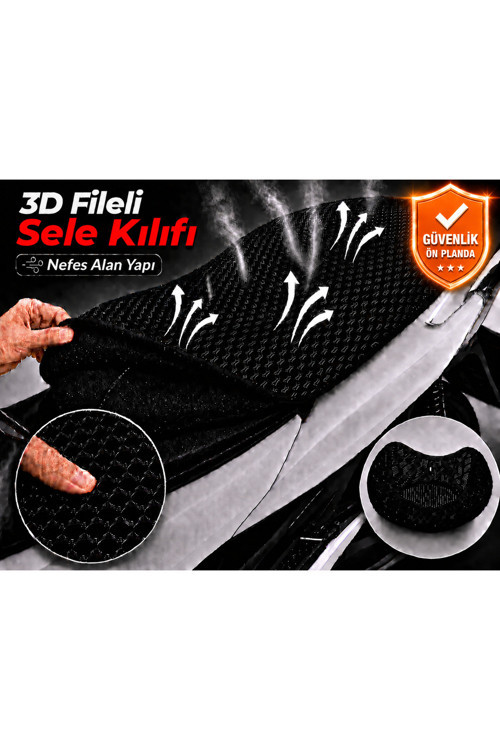 Arora Smart 100 Motosiklet Sele Kılıfı 3D Fileli Sele Kılıfı Nefes Alan Sele Koruma
