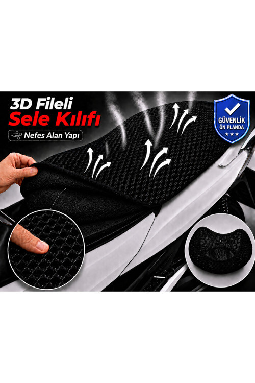 Kuba SJ50 Pro Motosiklet Sele Kılıfı 3D Fileli Sele Kılıfı Nefes Alan Sele Koruma