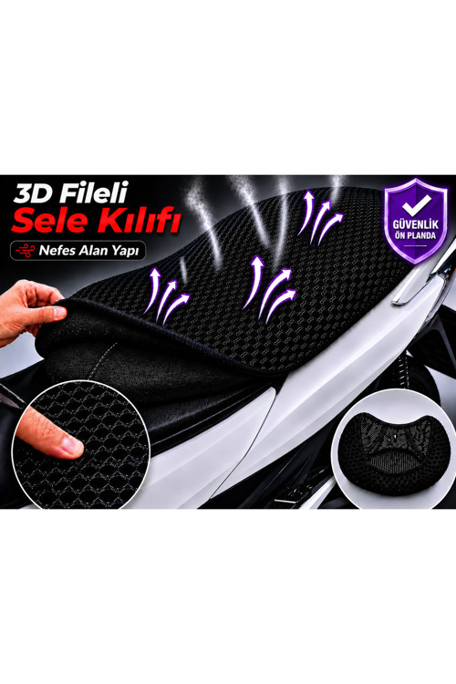 RMG Moto Gusto Prego 125 Motosiklet Sele Kılıfı 3D Fileli Sele Kılıfı Nefes Alan Sele Koruma
