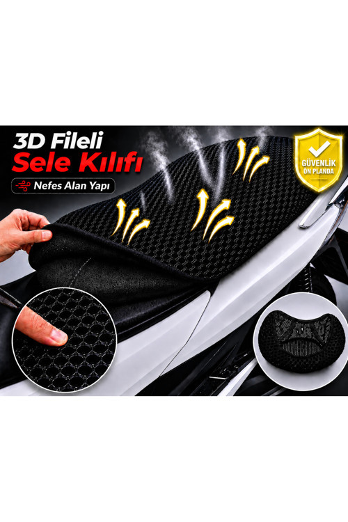 TVS Apache RTR 150 Motosiklet Sele Kılıfı 3D Fileli Sele Kılıfı Nefes Alan Sele Koruma