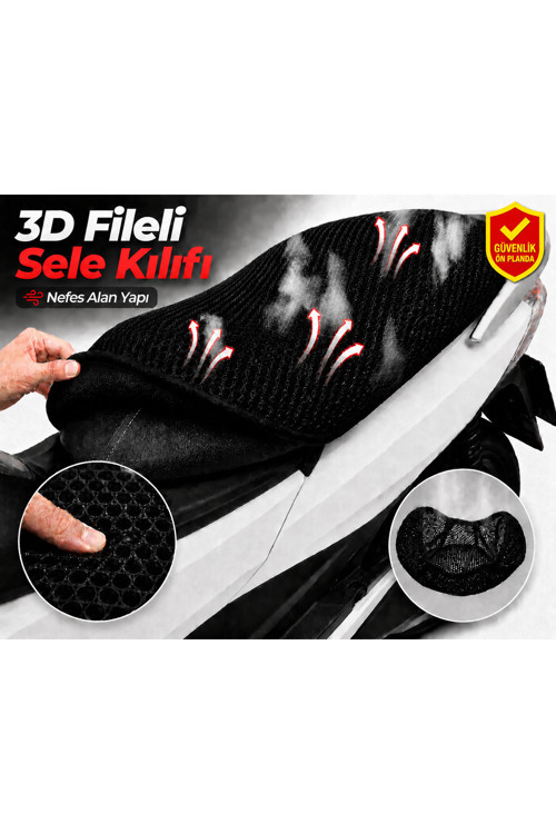 RKS K-Light 202 Motosiklet Sele Kılıfı 3D Fileli Sele Kılıfı Nefes Alan Sele Koruma