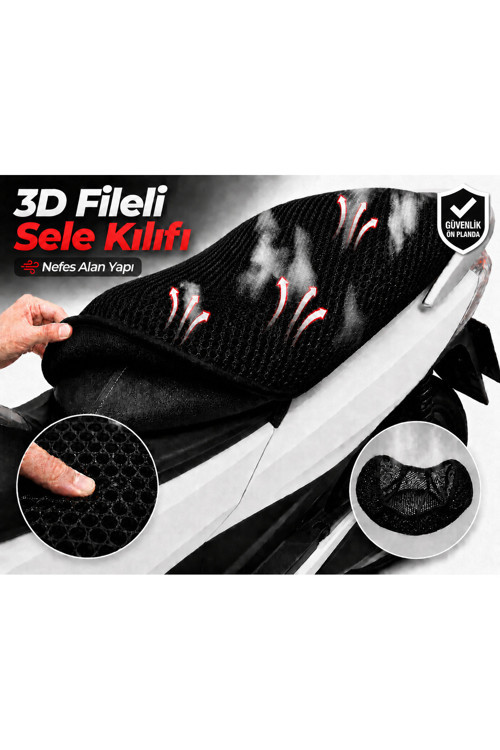 RKS RK100-R Motosiklet Sele Kılıfı 3D Fileli Sele Kılıfı Nefes Alan Sele Koruma