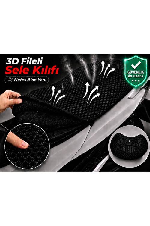 Lifan Lion 100 Motosiklet Sele Kılıfı 3D Fileli Sele Kılıfı Nefes Alan Sele Koruma