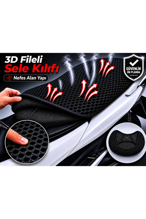 Asya AS 125 T 21 Motosiklet Sele Kılıfı 3D Fileli Sele Kılıfı Nefes Alan Sele Koruma