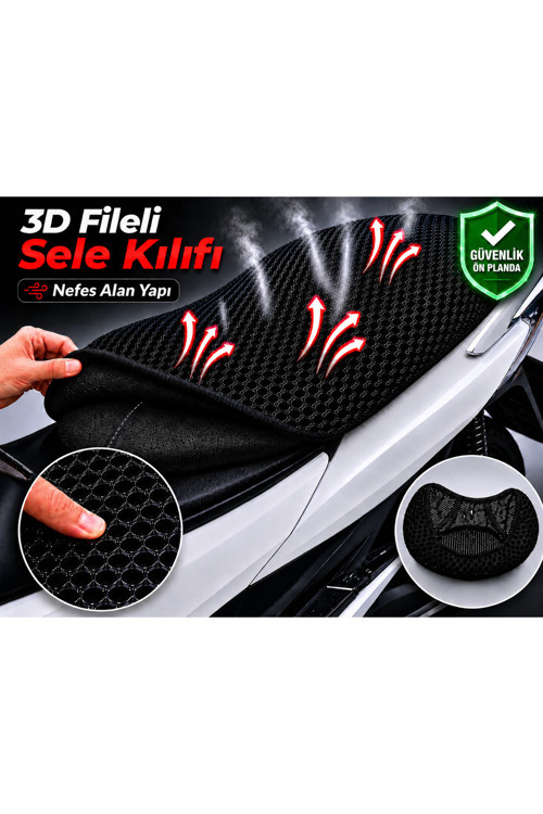 Musatti Kai-Zen Motosiklet Sele Kılıfı 3D Fileli Sele Kılıfı Nefes Alan Sele Koruma