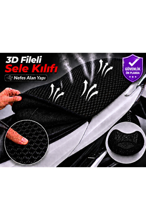 Regal Raptor Shark 250 Motosiklet Sele Kılıfı 3D Fileli Sele Kılıfı Nefes Alan Sele Koruma