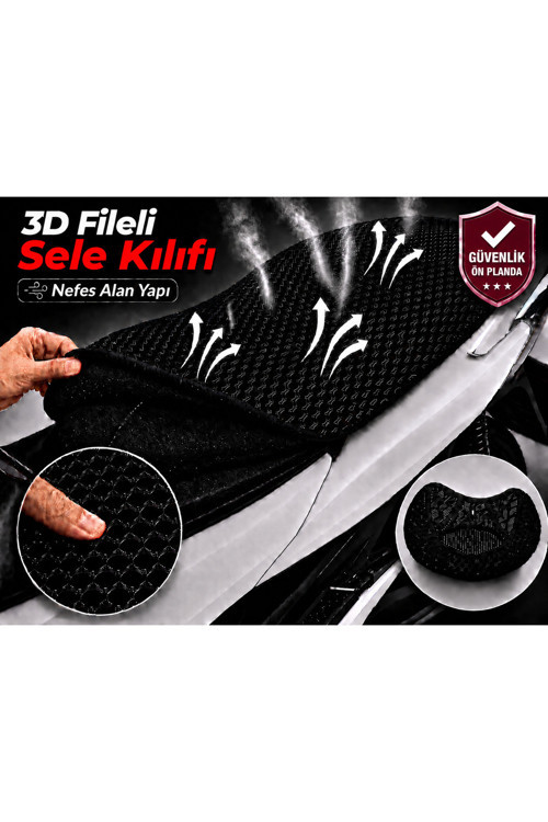 SYM Crox 125 Motosiklet Sele Kılıfı 3D Fileli Sele Kılıfı Nefes Alan Sele Koruma