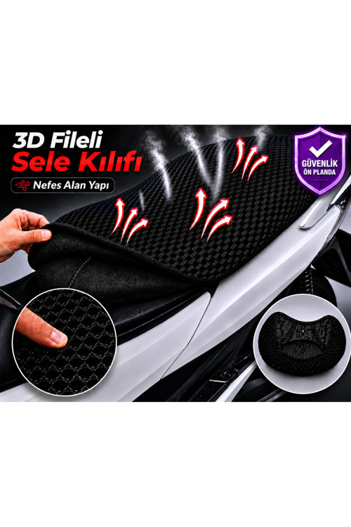 Mondial 100 UGK Motosiklet Sele Kılıfı 3D Fileli Sele Kılıfı Nefes Alan Sele Koruma