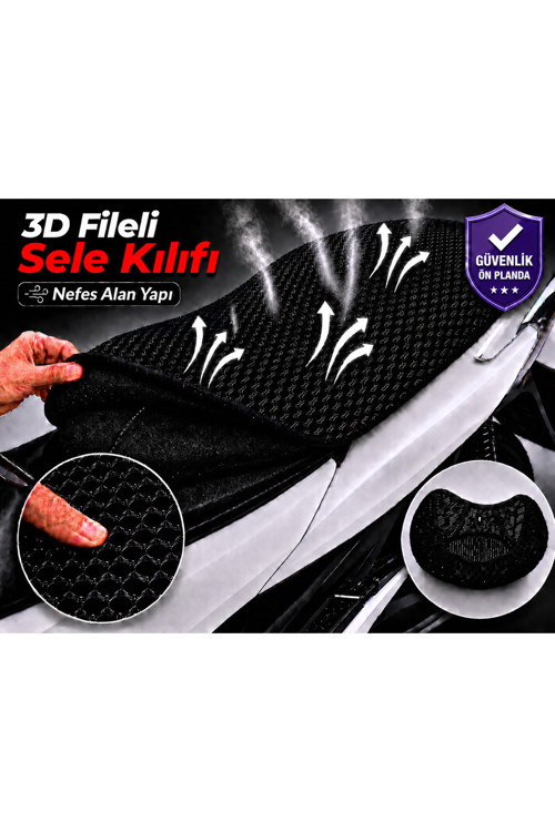 Lambretta V125 Special Motosiklet Sele Kılıfı 3D Fileli Sele Kılıfı Nefes Alan Sele Koruma
