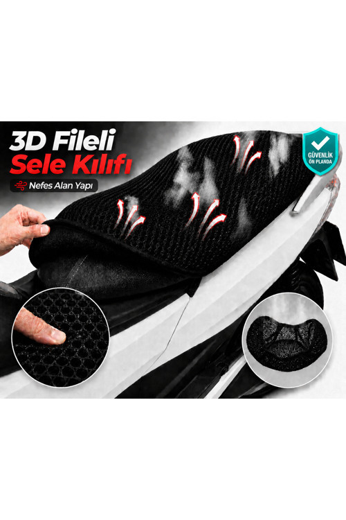 Arora Dazzle 125 Motosiklet Sele Kılıfı 3D Fileli Sele Kılıfı Nefes Alan Sele Koruma