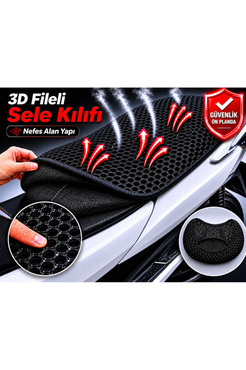 Lambretta X250 Motosiklet Sele Kılıfı 3D Fileli Sele Kılıfı Nefes Alan Sele Koruma