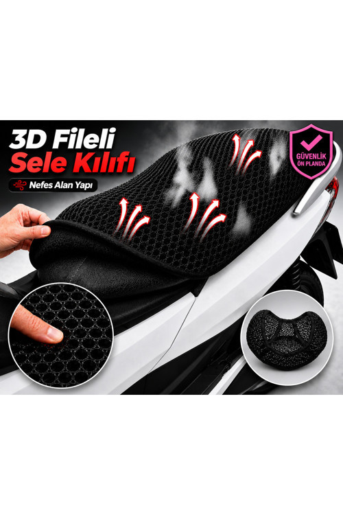 Motolx Macchiato 125 Motosiklet Sele Kılıfı 3D Fileli Sele Kılıfı Nefes Alan Sele Koruma