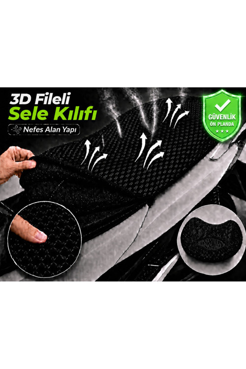 Asya Ultra 150 Motosiklet Sele Kılıfı 3D Fileli Sele Kılıfı Nefes Alan Sele Koruma