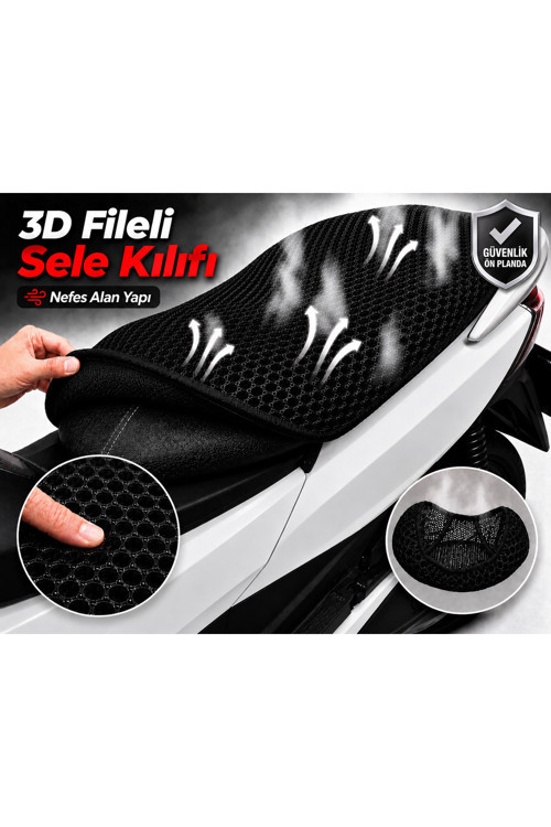 Vespa PX 150 Motosiklet Sele Kılıfı 3D Fileli Sele Kılıfı Nefes Alan Sele Koruma