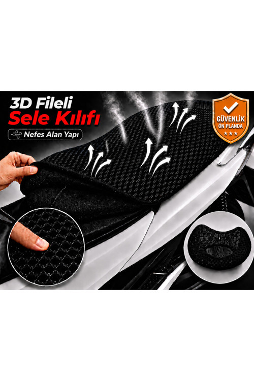 Voge 300 R Motosiklet Sele Kılıfı 3D Fileli Sele Kılıfı Nefes Alan Sele Koruma
