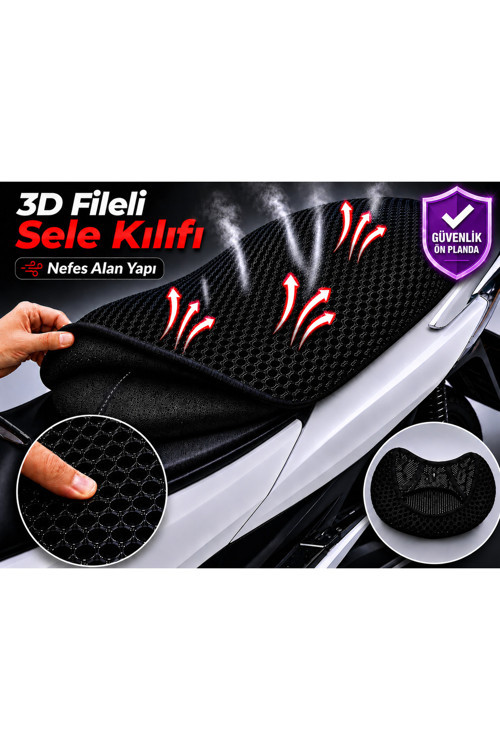 RKS Next 50 Motosiklet Sele Kılıfı 3D Fileli Sele Kılıfı Nefes Alan Sele Koruma