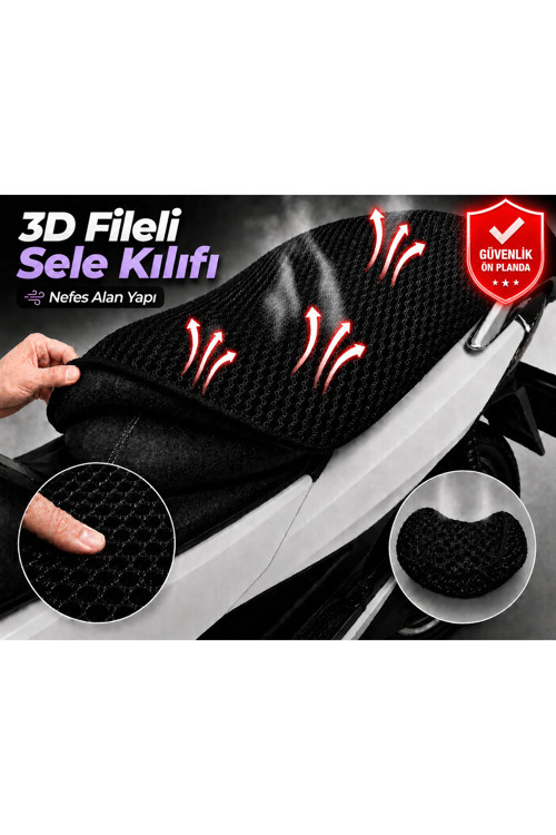 Mondial 100 Loyal Motosiklet Sele Kılıfı 3D Fileli Sele Kılıfı Nefes Alan Sele Koruma