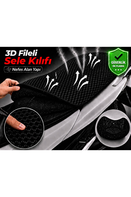 Motolx Ragner 250 Motosiklet Sele Kılıfı 3D Fileli Sele Kılıfı Nefes Alan Sele Koruma