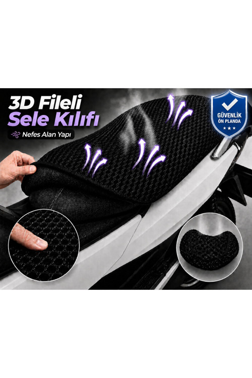 Lifan Tay 125 Motosiklet Sele Kılıfı 3D Fileli Sele Kılıfı Nefes Alan Sele Koruma