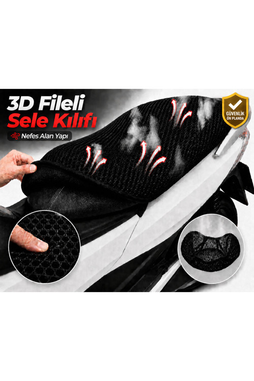 Gilera Nexus 300 Motosiklet Sele Kılıfı 3D Fileli Sele Kılıfı Nefes Alan Sele Koruma