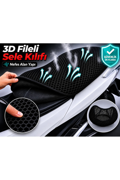 Falcon Master 100 Lux Motosiklet Sele Kılıfı 3D Fileli Sele Kılıfı Nefes Alan Sele Koruma