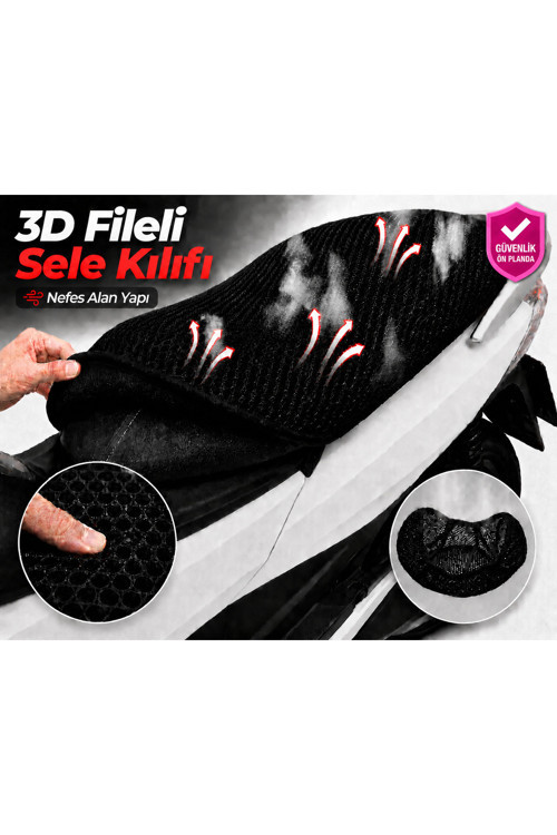 Falcon Dolphin 100 EFI Motosiklet Sele Kılıfı 3D Fileli Sele Kılıfı Nefes Alan Sele Koruma