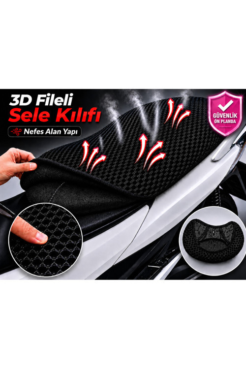 RKS Spontini 110 2 Motosiklet Sele Kılıfı 3D Fileli Sele Kılıfı Nefes Alan Sele Koruma