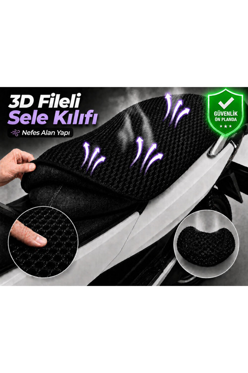 Gilera Runner 200 ST Motosiklet Sele Kılıfı 3D Fileli Sele Kılıfı Nefes Alan Sele Koruma