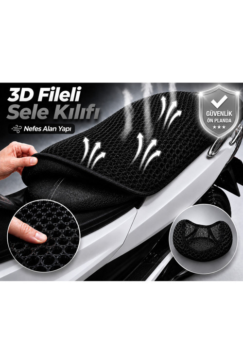 Motolx MW46 Motosiklet Sele Kılıfı 3D Fileli Sele Kılıfı Nefes Alan Sele Koruma