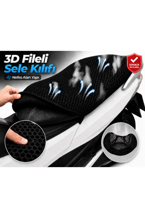 Kuba Golf 100 Motosiklet Sele Kılıfı 3D Fileli Sele Kılıfı Nefes Alan Sele Koruma