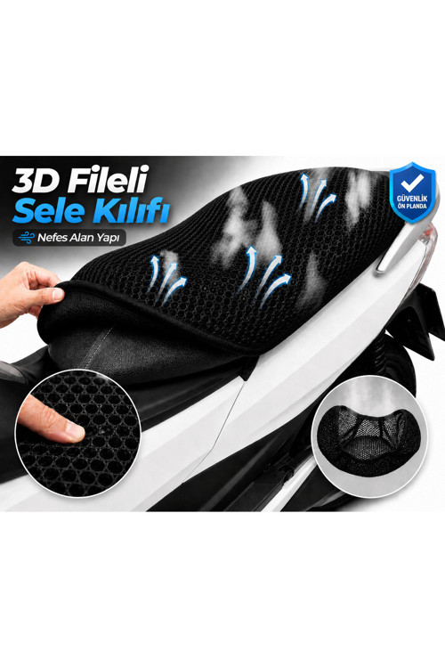 CSN Motor Felicity 125 Motosiklet Sele Kılıfı 3D Fileli Sele Kılıfı Nefes Alan Sele Koruma