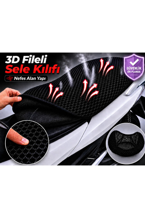 Kanuni Trodon XS 50 Motosiklet Sele Kılıfı 3D Fileli Sele Kılıfı Nefes Alan Sele Koruma