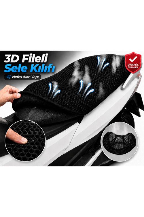 Kuba Newton 50 Motosiklet Sele Kılıfı 3D Fileli Sele Kılıfı Nefes Alan Sele Koruma