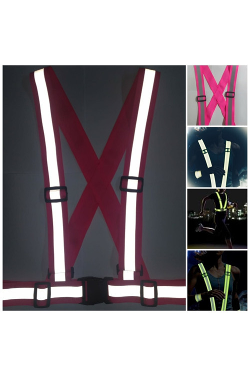 Pembe Motorsiklet Yelek Reflektörlü Bisiklet Yelek Scooter Reflektörlü Yelek